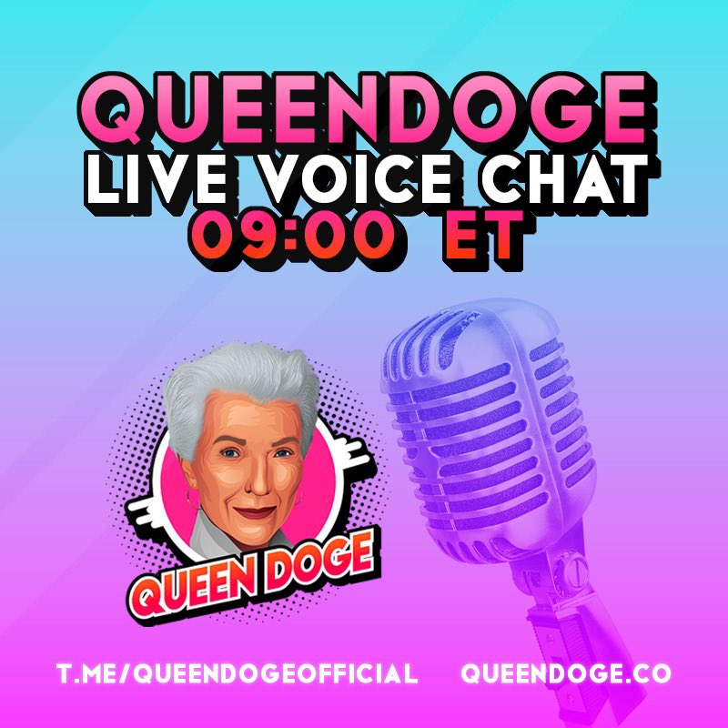 QueenDogeToken's tweet photo. Our first Voice Chat will be Live today - 09:00 ET 🎙 

Come and Join us https://t.co/vLBXGolb2E 

#LiveAMA #VoiceChat #CryptoAMA #BabyDoge #DaddyDoge #QueenDoge #DogeCoin #ElonMusk #MayeMusk https://t.co/fkWhMoHwXH