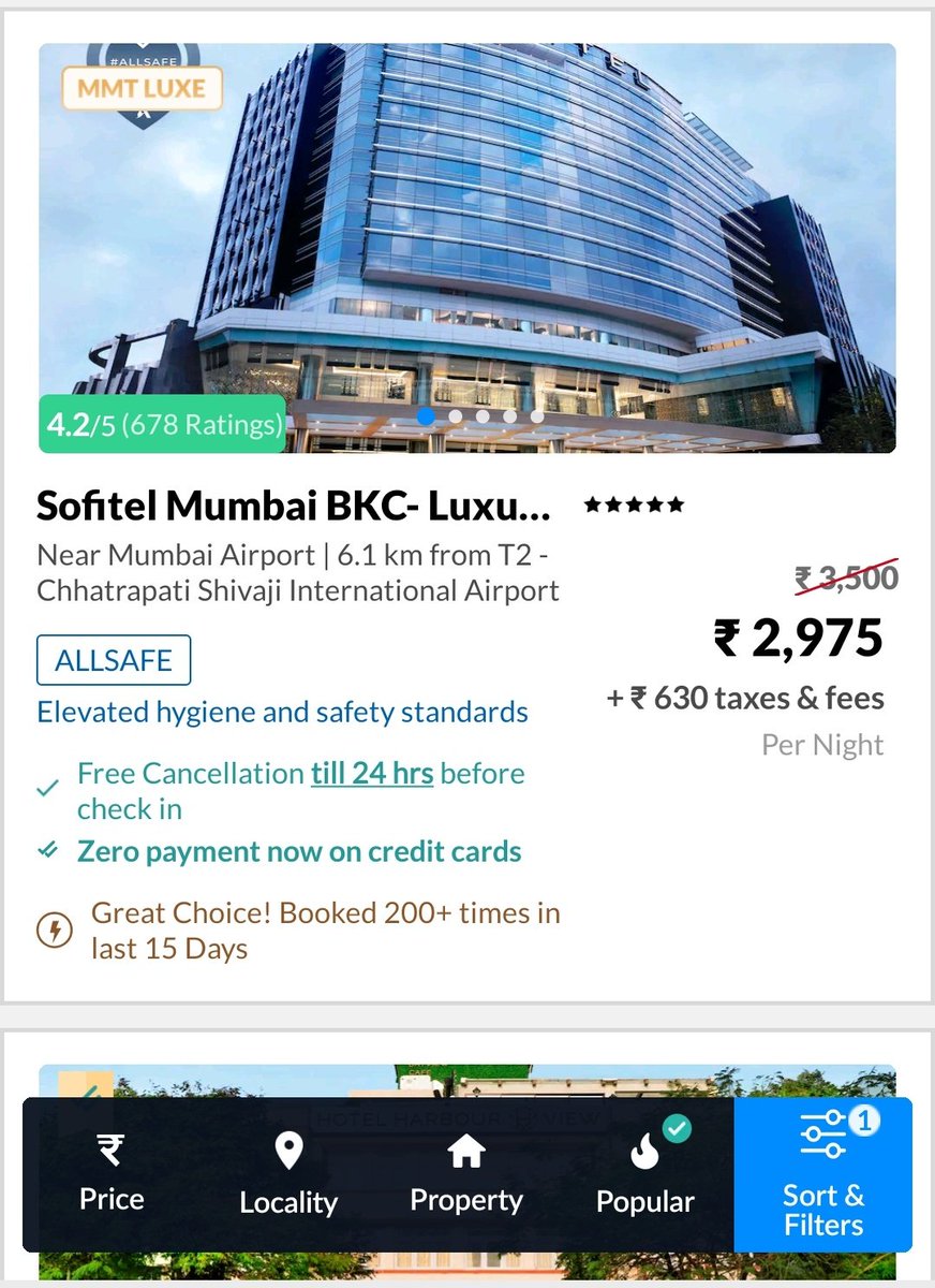 bemakhija's tweet photo. @makemytrip I don't want to call you guys irresponsible but to my surprise as soon as I start reserving a room here the prices appreciate by 💯%
@shripadynaik @tourismgoi @TOIIndiaNews @htTweets @mid_day @WeAreMumbai https://t.co/2vdXQOODPy