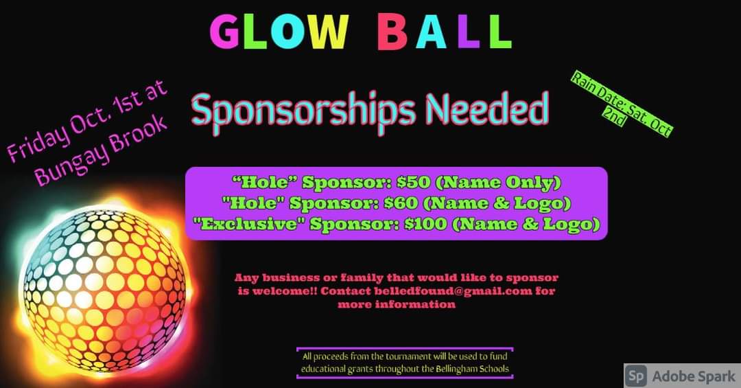 BhamEdFound's tweet image. The BEF is hosting a Glow Ball golf fundraiser on 10/1 at Bungay Brook in Bellingham!!! To register please go to belledfound.org. Make sure to fill out the Google Form!!