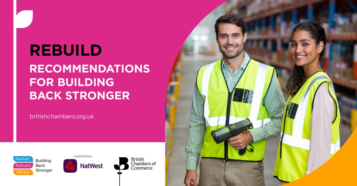 britishchambers's tweet photo. 🚨 If restrictions or lockdown return, businesses must know what the UK government will do to support them to ensure livelihoods are protected, allowing businesses to build back with confidence and employees to take new jobs.

More in the #rebuild report👇
https://t.co/dAZpnAUnwl https://t.co/MPvwoblXst