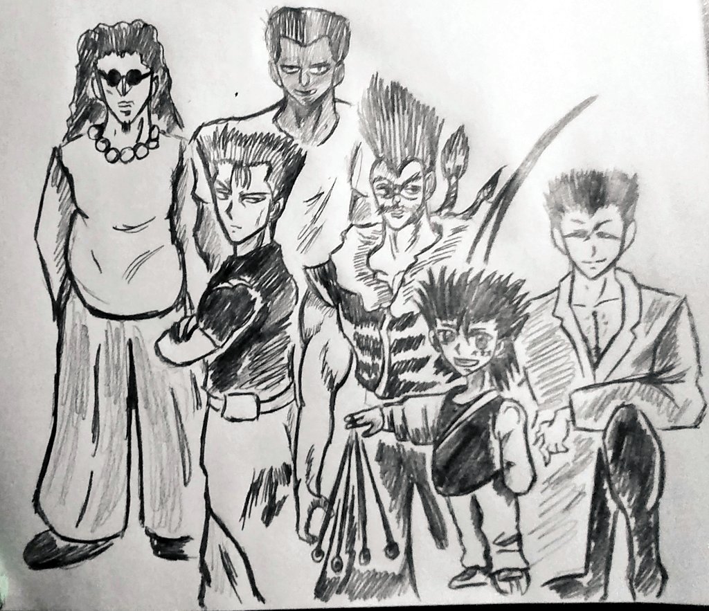 南野光 幽遊白書 六遊怪チーム イラスト好きな人と繋がりたい アナログイラスト ゲーム 幽 遊 白書 から暗黒武術会で一番好きな 六遊怪チーム を描きました T Co Mi0m0cspae Twitter