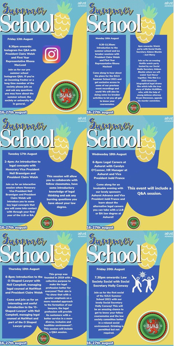 _stirlawsociety's tweet photo. *SUMMER SCHOOL WEEK 1**

Week 1 events range from 16th-20th August and will be joined by a  pre summer school Instagram live Q&amp;A on 13th August.

Tickets for these events will be available on Tuesday 10th August via our website which is linked here:

https://t.co/znZ93NqRzn https://t.co/BZ2pHaejzx