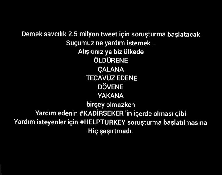 Eee siz değil miydiniz ses çıkarmadı diye rızası var diyen , ses çıkardık yine mi biz suçluyuz .. Yeter artık ya .. 
#AkpVarsaHuzurYok 
#TayyipErdoğanİstifa 
#helpturkey 
#kadirseker 
#aleynacakır #esrahankulu #Tamam