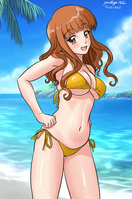#自主的ガルパン版深夜のお絵描き60分一本勝負
ビキニのさおりん! 