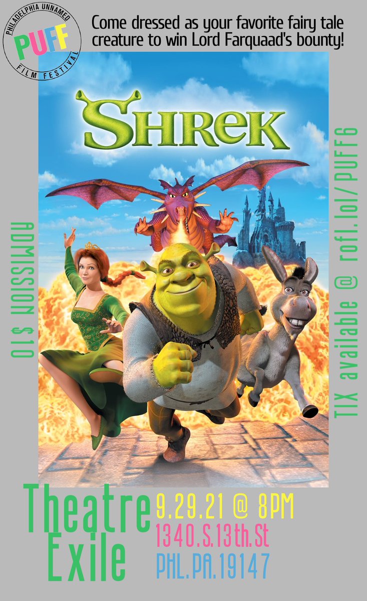 PhillyUnnamed's tweet photo. Preorder your tickets for A Special Screening of #shrek -- a @shrekbox meetup and celebration. 9.29 at 8pm. Tickets available through @FilmFreeway https://t.co/WHbQXZgGG3 https://t.co/GEcoQfFBHz
