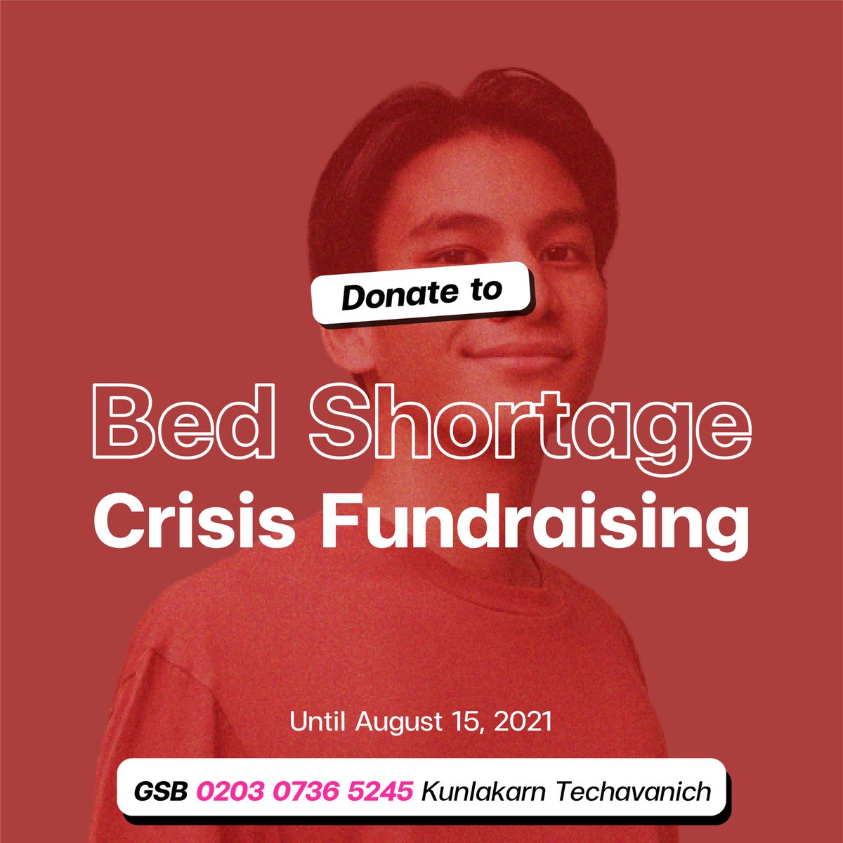 Phumviphurit_TH's tweet photo. Hello everyone!
Due to Phum Viphurit’s upcoming birthday on 16 August 🎂🎉
On behalf the fans we would like to ask if you’d be willing to donate to help bed shortage crisis in Thailand. Your donation will go toward DNA team (Doctor and Nurse Associate.) #PhumViphurit https://t.co/oX2noNRmhB