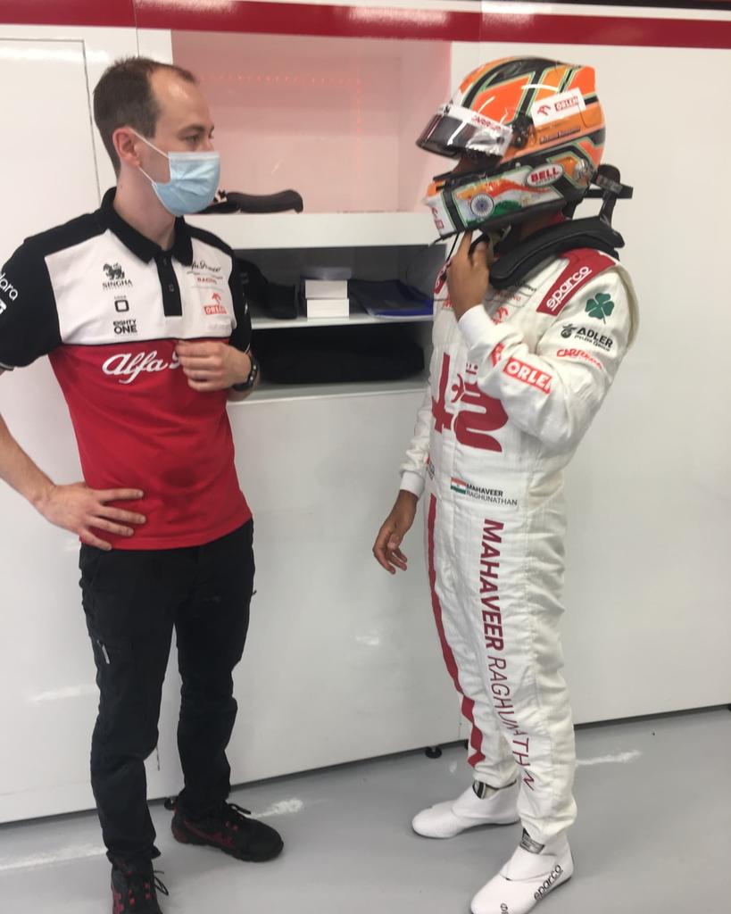 rash269's tweet photo. @mahaveer_racing 22-year-old from Chennai on Tuesday became only the third Indian to test a Formula One car when he participated in a private test session with Alfa Romeo Racing at the Hungaroring.

He drove Alfa Romeo’s C38 car at the Hungaroring track on Tuesday. https://t.co/9G6SRuYIvH