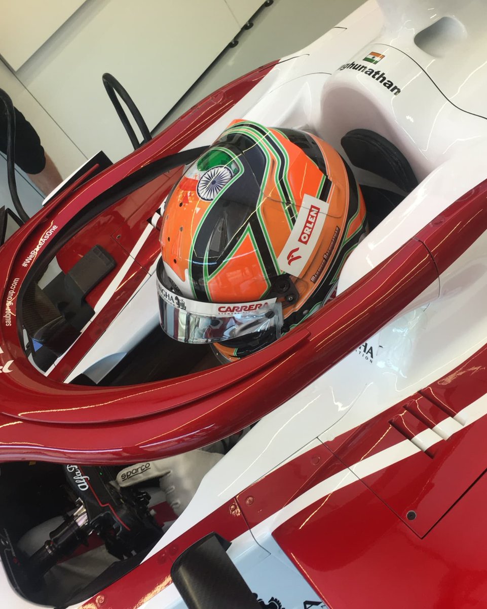rash269's tweet photo. @mahaveer_racing 22-year-old from Chennai on Tuesday became only the third Indian to test a Formula One car when he participated in a private test session with Alfa Romeo Racing at the Hungaroring.

He drove Alfa Romeo’s C38 car at the Hungaroring track on Tuesday. https://t.co/9G6SRuYIvH