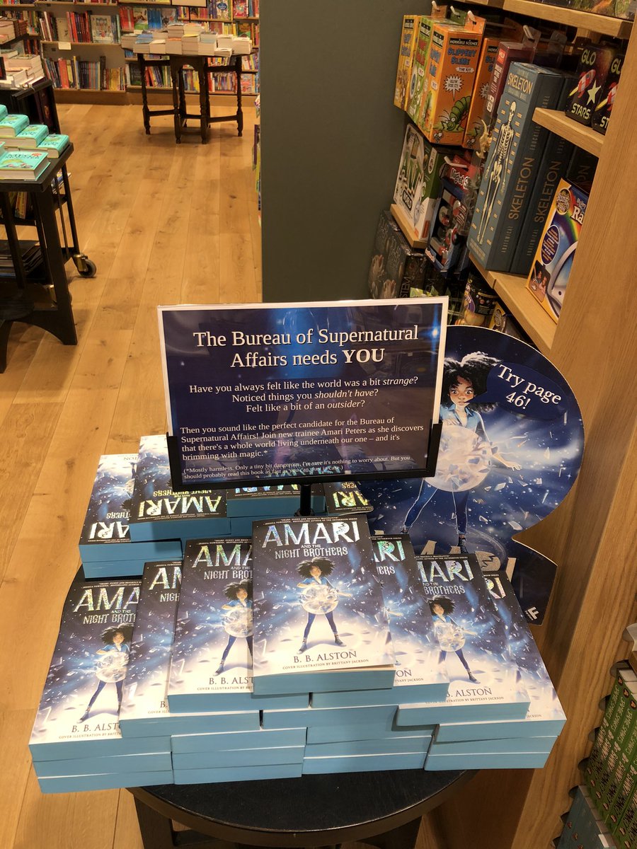 Happy PB Book Birthday <a href="/bb_alston/">B.B. Alston</a> and #AmariAndTheNightBrothers 💫💫💫. Best start to the day dropping off top secret bureau packages <a href="/HSKWaterstones/">Waterstones Kensington</a> and <a href="/WaterstonesWest/">Waterstones Westfield</a>. #NominationDetected <a href="/FarshoreBooks/">Farshore</a>