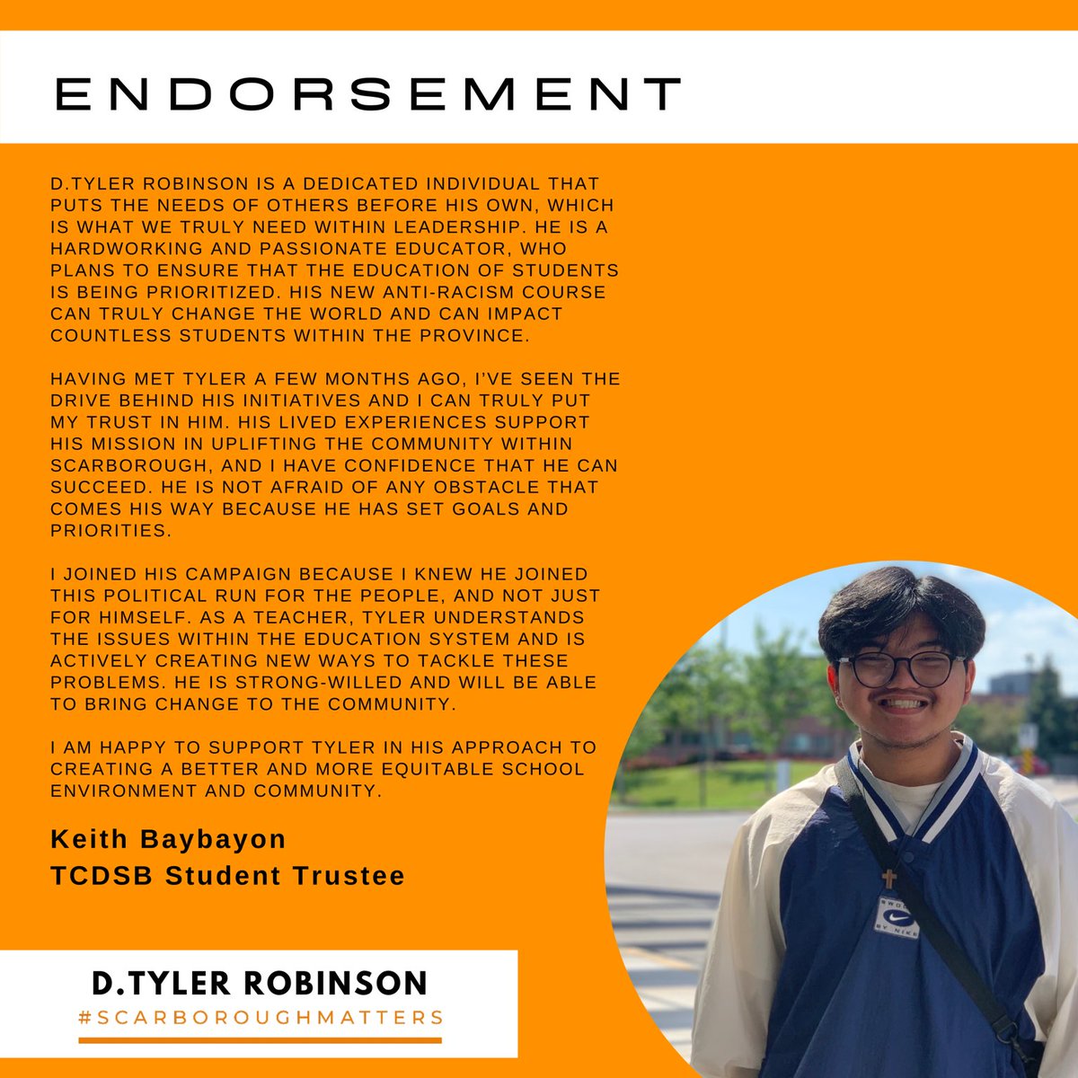 Young ppl are amazing; Keith Baybayon, Student Trustee, TCDSB, is evidence of this.

As we continue to pursue the @OntarioNDP Nomination for @ScarbCentreNDP, the support of brilliant, young, educational stakeholders in Scarborough is crucial. 

TY, Keith🙏🏾

#ScarboroughMatters