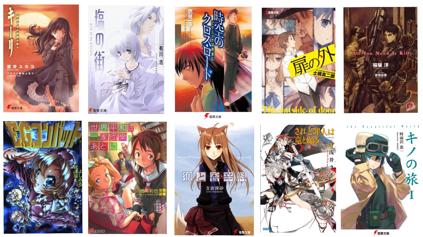 そら ラノベ感想 紹介垢 キーリ 塩の街 時空のクロスロード 扉の外 All You Need Is Kill E G コンバット 世界平和は一家団欒のあとに 狼と香辛料 されど罪人は竜と踊る キノの旅 いつか読み