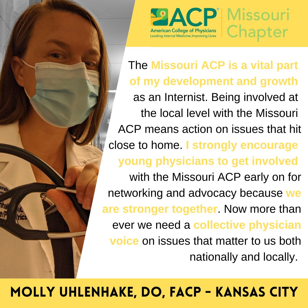 Missouri ACP's Early Career Physician, Molly Uhlenhake, DO, FACP, shares why Missouri ACP is a vital part of her development and growth. If you are ready to renew your <a href="/ACPinternists/">ACP</a> membership, go to acponline.org/stipend.