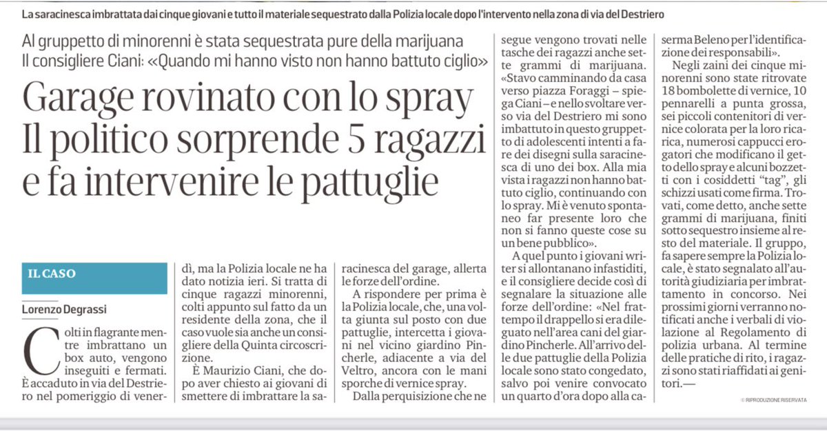 robertodubs's tweet photo. 🚔 Grazie al pronto intervento del Consigliere Maurizio Ciani (FdI), sono stati fermati ed identificati dalle forze dell’ordine un gruppo di vandali che stavano deturpando dei box auto.

#quintacirscoscrizione #trieste @maurice_1979 @FratellidItalia https://t.co/WKOz1rVy2S