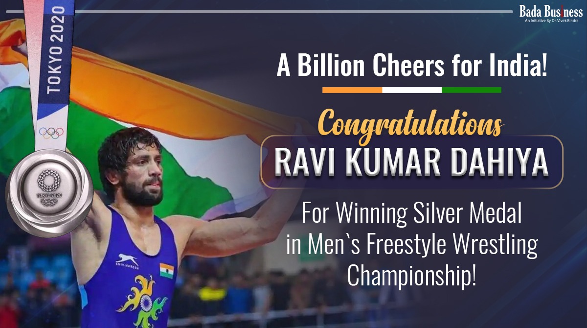 DrVivekBindra's tweet image. 👏A Billion Cheers for India!
Wrestler Ravi Kumar Dahiya wins the 🥈 #Silver medal in Men&apos;s Freestyle 57 kg category at #TokyoOlympics 
What an amazing day!! Two Wins for #TeamIndia Today!! ✌️
#Cheer4India #Tokyo2020