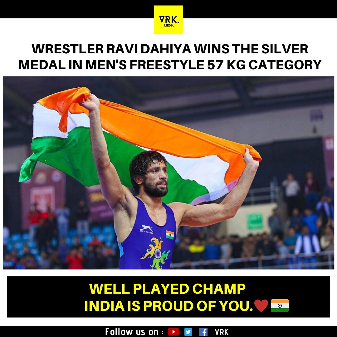 VRK____'s tweet photo. Well played champ 🇮🇳🥈
 you fought like a lion.
India is proud of you.❤🇮🇳

 #silver
#ravikumardahiya
#ravidahiya😍
#रविदहिया #wrestling #tokyoolympics2020 #teamindiaolympics
#tokyoolympics2020 https://t.co/w6ExbbbNMU
