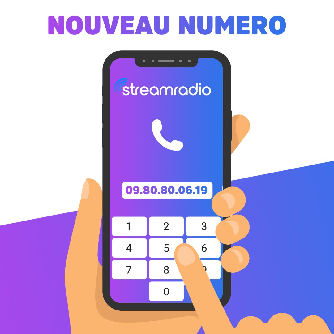 À partir d'aujourd'hui, Stream Radio se modernise et change de numéro ! Désormais, appelez nous au 0980800619 !

En ce moment, nous sommes disponibles du lundi au vendredi de 16h à 20h !