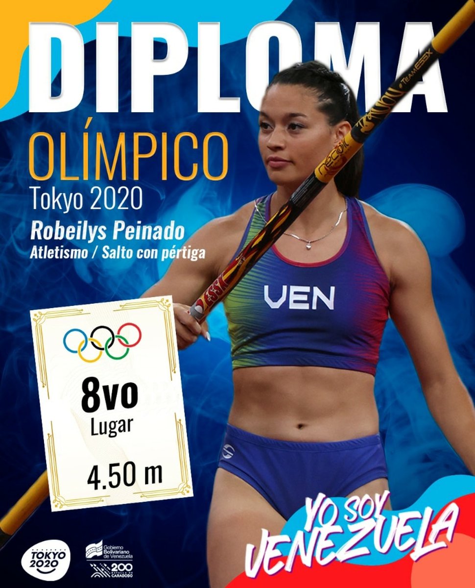 INDeporteVE's tweet photo. ¡DIPLOMA OLÍMPICO! @robeilys_ruby cierra en el 8vo puesto en @Tokyo2020 y suma un histórico diploma olímpico. Peinado suma a su historial de triple medallista mundial, subcampeona olímpica juvenil, que la sitúa entre las mejores de la justa nipona. #YoSoyVenezuela 💎🇻🇪 https://t.co/b1HJSKI2y4