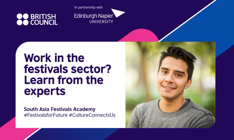 inBritish's tweet photo. Gain professional expertise to manage and run a festival. Register for the South Asia Festivals Academy beginnerโs course. The course begins 13 September. Registrations open till 23 August 2021: https://t.co/pOui8X0TAe
#SAFestivalsAcademy #FestivalsforFuture #CultureConnectsUs https://t.co/THYCIgYsZA