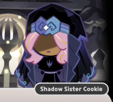 Shadow_OTD's tweet image. Shadow character of the day is Shadow Sister Cookie from Cookie run: Kingdom