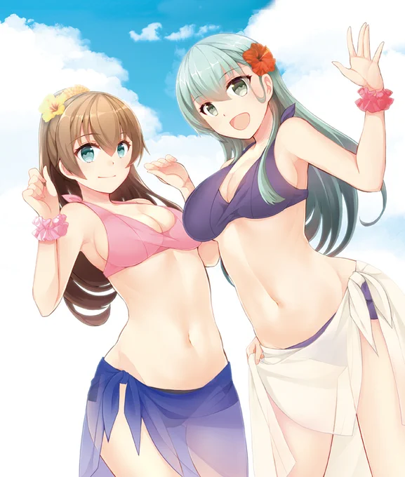 艦これの夏…というか鈴熊の夏。一番くじの鈴谷水着を熊野と一緒に(フィギュアverとポスターver)+パレオなし差分も。 