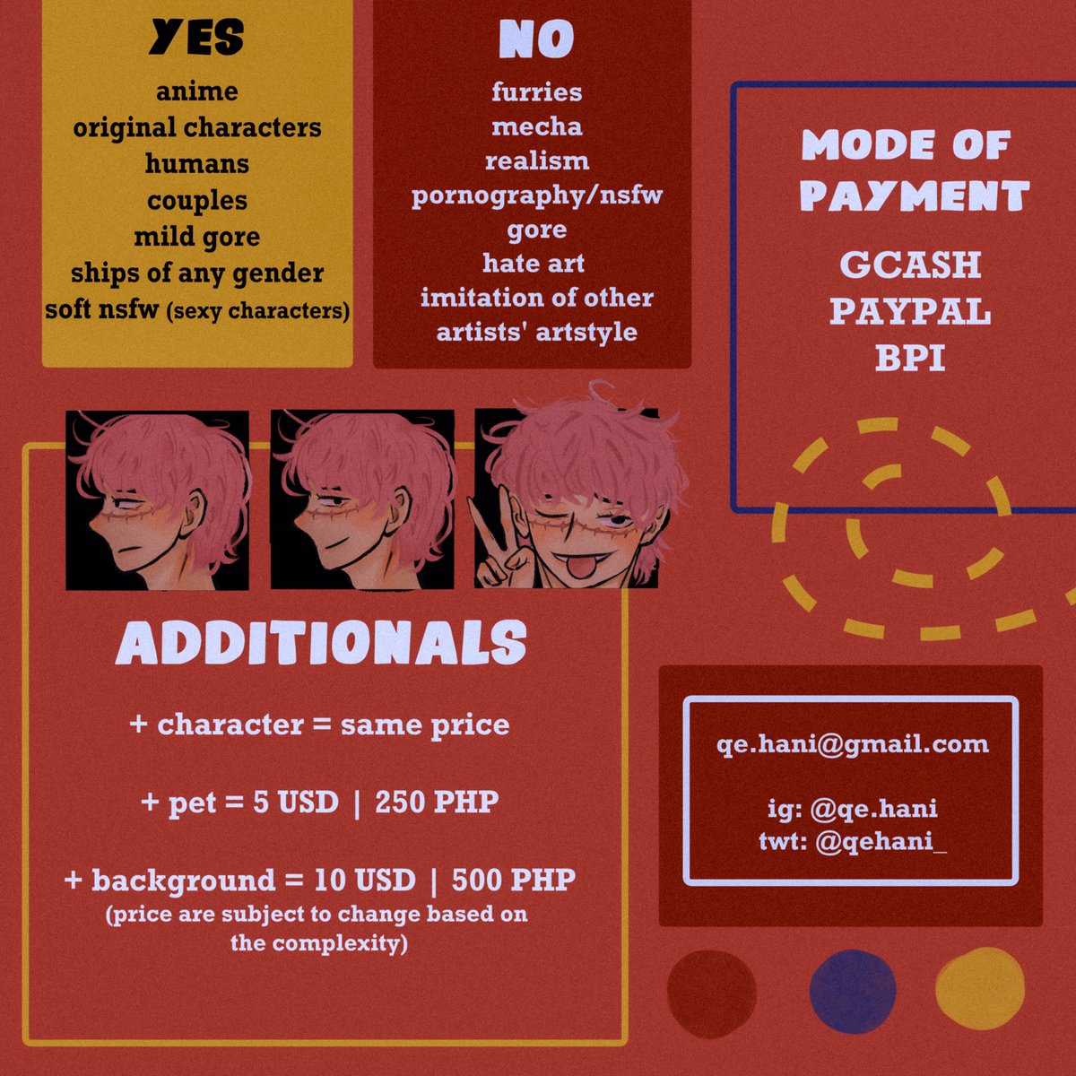 hanibeets's tweet photo. [ RETWEETS ARE APPRECIATED ] 𓆏

• COMMISSIONS OPEN • 

i only have one artstyle to offer at the moment~ plus no number of slots 💪🏼

my goal did not change, i’m still saving for an ipad that I will use for online class and art 🙇🏻‍♀️ any kind of support is appreciated! ♡︎

#artph https://t.co/xZQM2yfPGl