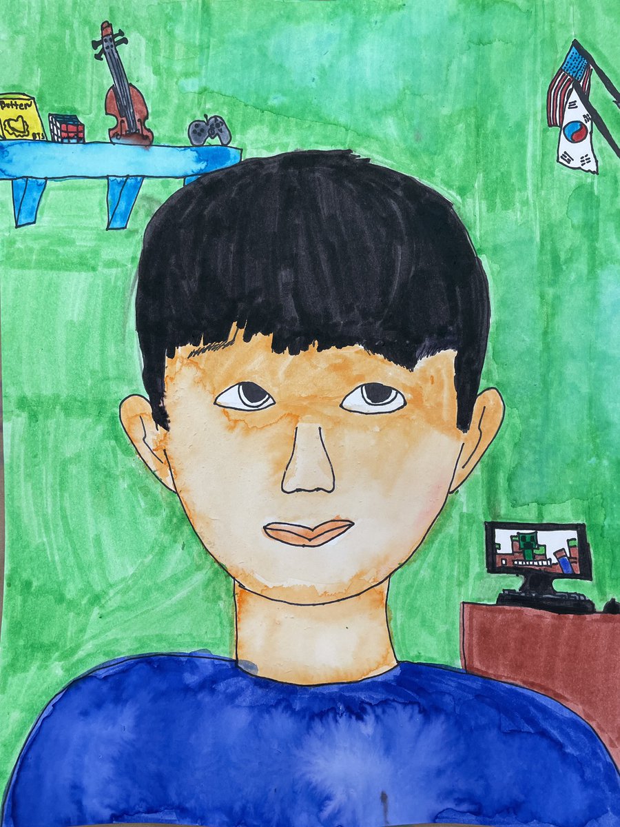 PobExplorers's tweet photo. Week 3 Explorer Art Students learn about portraiture, proportions, and using watercolor markers! These came out incredible! @BWileyPOB @marytomeara @POBMS @HBMMS https://t.co/6fHF2nF9S7