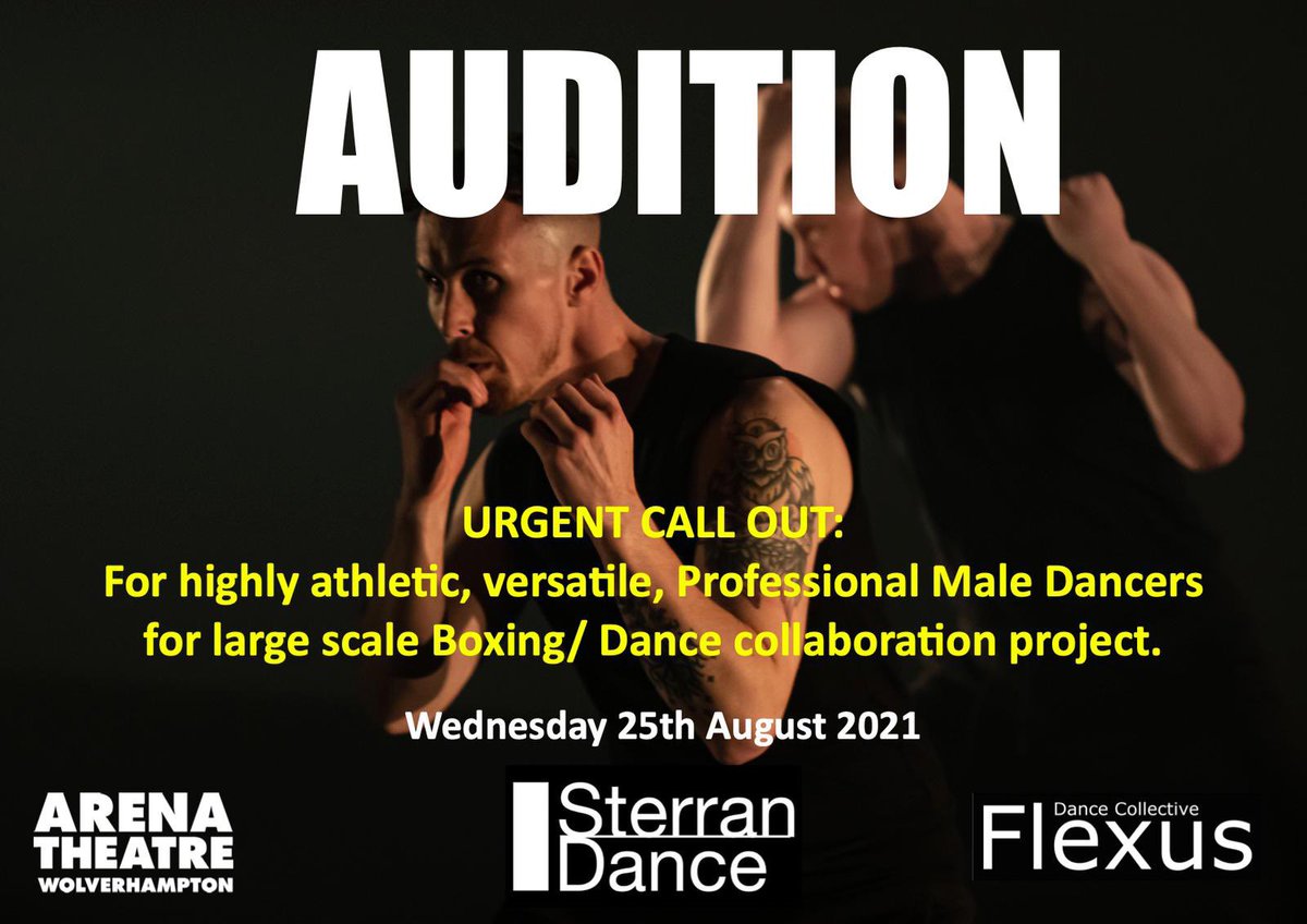 CALL OUT FOR PROFESSIONAL DANCERS! 🚨

We’re seeking TWO highly athletic male dancers for a large-scale mixed Boxing/Dance work ‘All About the Fight - Going the Distance!’ 

Contact flexusdanceco@outlook.com for further info

*Must be #Midlands based
Deadline: Sunday 15th August