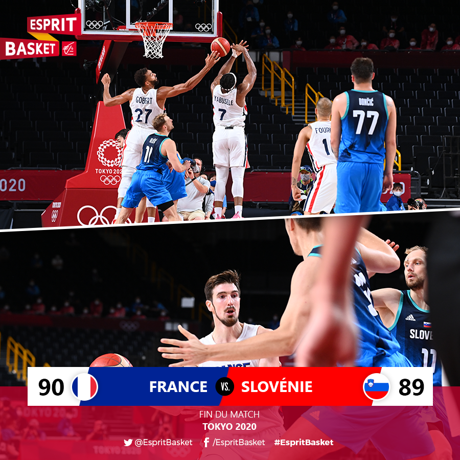 EspritBasket's tweet photo. LES BLEUS VONT EN FINALE, EXCEPTIONNEL !!!!!!!!!!!!!

#FRASLO 🇫🇷 90 - 89 🇸🇮
#EspritBasket https://t.co/AUhmjZPRsm