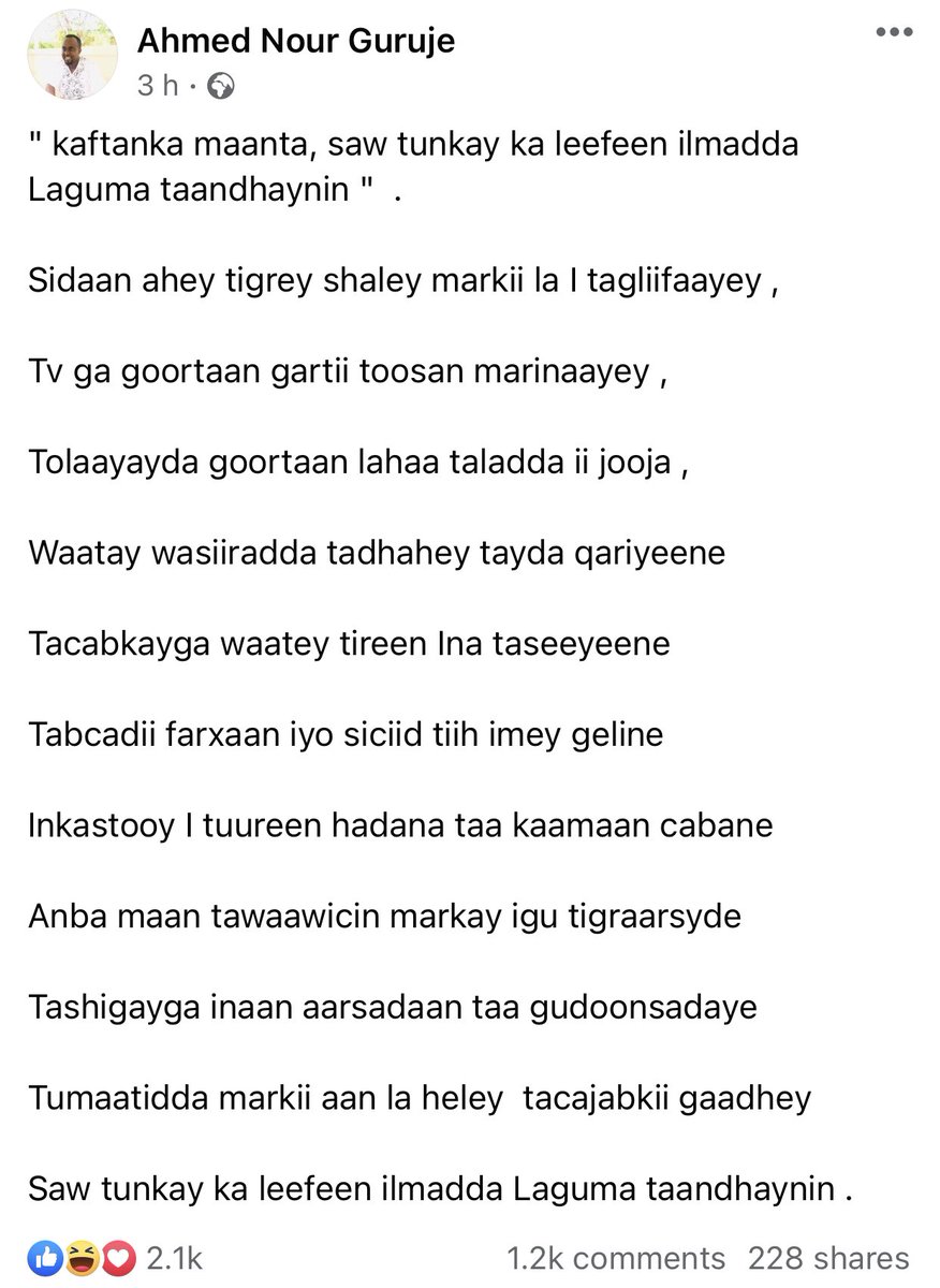 hargeysaa's tweet photo. Xildhibaan guruje oo uu jawaabay masuuliinta xukuumada #somaliland ee xisbiga qudhmay ee kulmiye ee kolba taga ka nacnac leh markii laga badiyay 🤣🤣🤣

Walahi Wu gar naqsaday oo wu ku tuntay dhamaan kooxda heego! Rigaaaal ✊🏻✊🏻 https://t.co/pmiioS6jUT