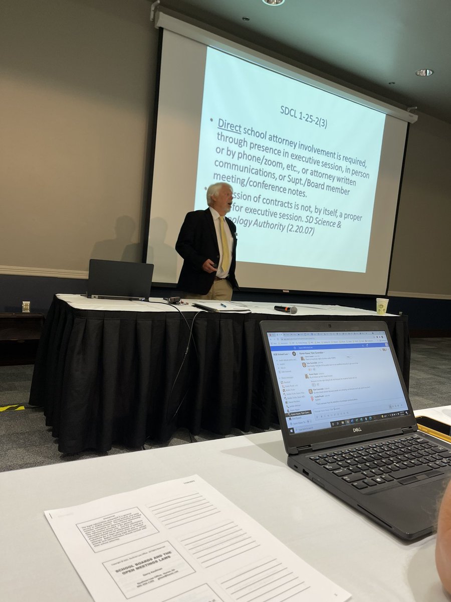 KarenHaase's tweet image. Great session on the Open Meetings Act by Gerry Kaufman at the 2021 #ASBSDSASDConvention #AlwaysLearning 
@SchoolAdmSD @asbsd_org