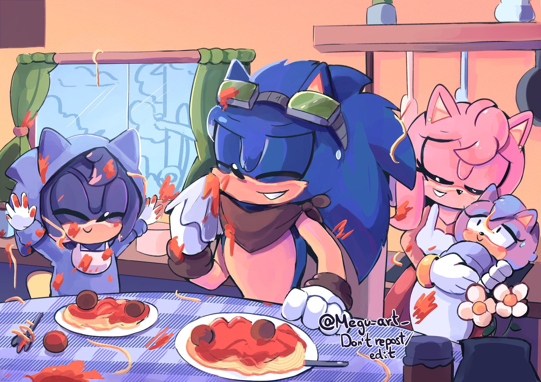 Megu on X: Sonamy/ Silvaze week day 4: Future Two kinds of families 🍝  (Click to see the full drawings!) #SonamySilvazeweek2021   / X