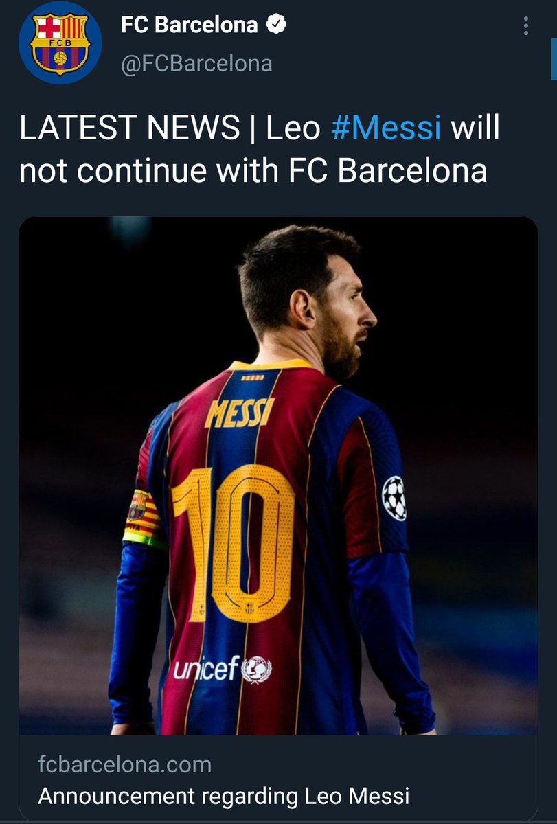 Argentina Football Media Eng On Twitter Official Lionel Messi Will Not Renew His Contract With Fc Barcelona