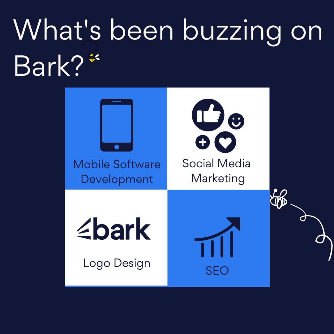 barkteam's tweet image. Wondering what the world's been up to? Businesses are bouncing back into action with B2B requests like #mobilesoftwaredevelopment, #seo, #socialmediamarketing and #logodesign on the rise!
Here are the most popular marketing and technology requests on Bark in July worldwide 🌎