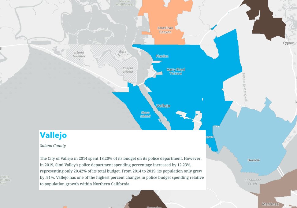 mappingblackca's tweet photo. https://t.co/FeK9y4B6fx
Vallejo
Solano County

The City of Vallejo in 2014 spent 18.20% of its budget on its police department. However, in 2019, Simi Valley’s police department spending percentage increased by 12.23%, representing only 20.42% of its total budget. https://t.co/zIFHAJXxKF