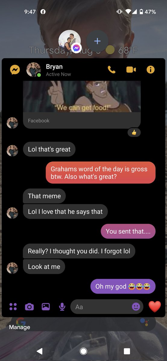 Rarchie94's tweet photo. So Bryan sent me a meme, and somehow forgot he was there one who sent it, and proceeded to comment on how funny it was... 😂 https://t.co/vOE6aBE270