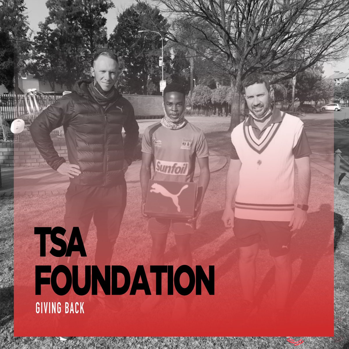 Thanks to Puma SA for helping the TSA Foundation with the spikes for the young men and women. This project goes a long way on trying to give certain players an equal opportunity to compete and up skill them selves.  <a href="/Rassie72/">Rassie van der Dussen</a>