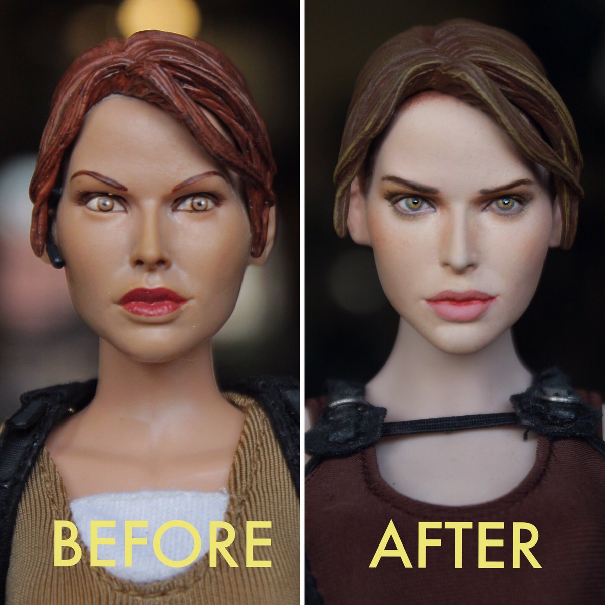 therayyanza's tweet photo. An old official Lara Croft figure repainted myself. @tombraider #laracroft #tombraider #playstation #squareenix #videogames #sideshowcollectibles #dslrphotography #art #artist #toy #actionfigures #toyrepaint #toypainting #painting #potraitpainting #acrylicpainting https://t.co/aawitYRiBV