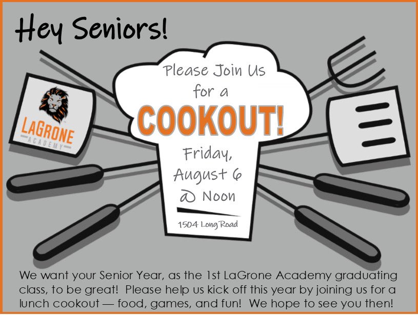 LaGrone Academy full-time seniors tomorrow be like:

 🎓
  🦁
<)   ) ╯🍔   BEST SENIOR YEAR EVER
  /    \