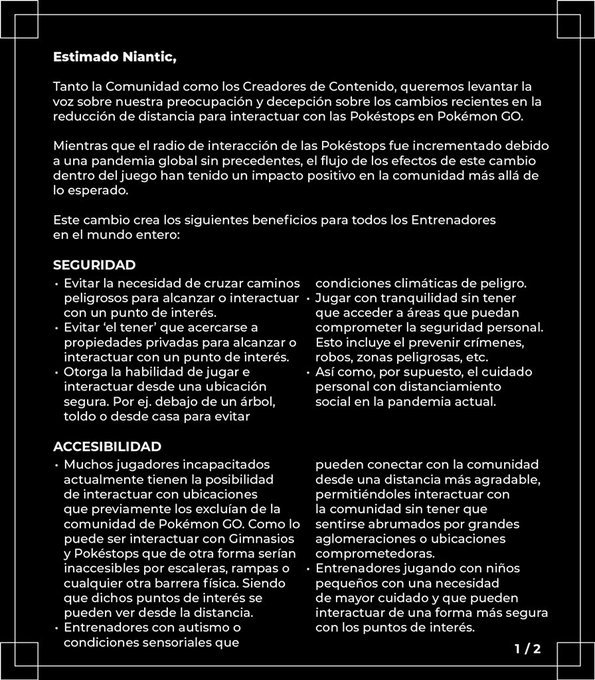 MorritaPokemon's tweet photo. Dear @NianticLabs:
All we want is keep playing, keep growing up as community, please #HearUsNiantic

Querido @NianticLabs:
Queremos seguir siendo una comunidad sólida, pero sobre todo, seguir jugando, por favor #HearUsNiantic https://t.co/chZUSOJdEk
