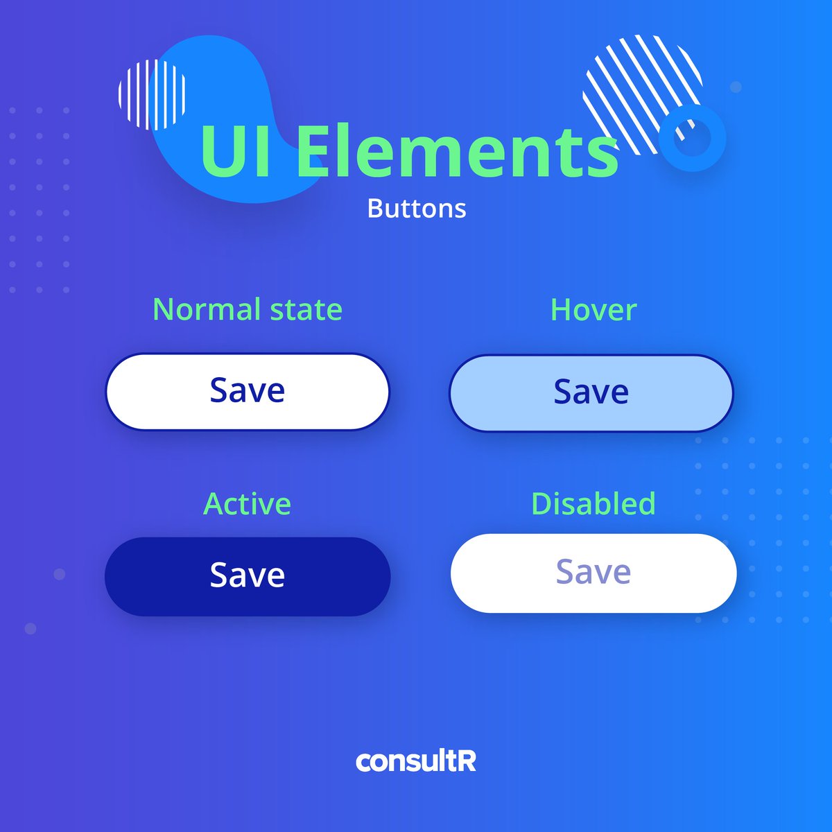 consultr1's tweet photo. UI elements are extremely helpful when it comes to offering a user-friendly experience in both desktop and mobile. Today, we’re introducing some commonly used buttons. ✔️ https://t.co/Cf4itknRPM
