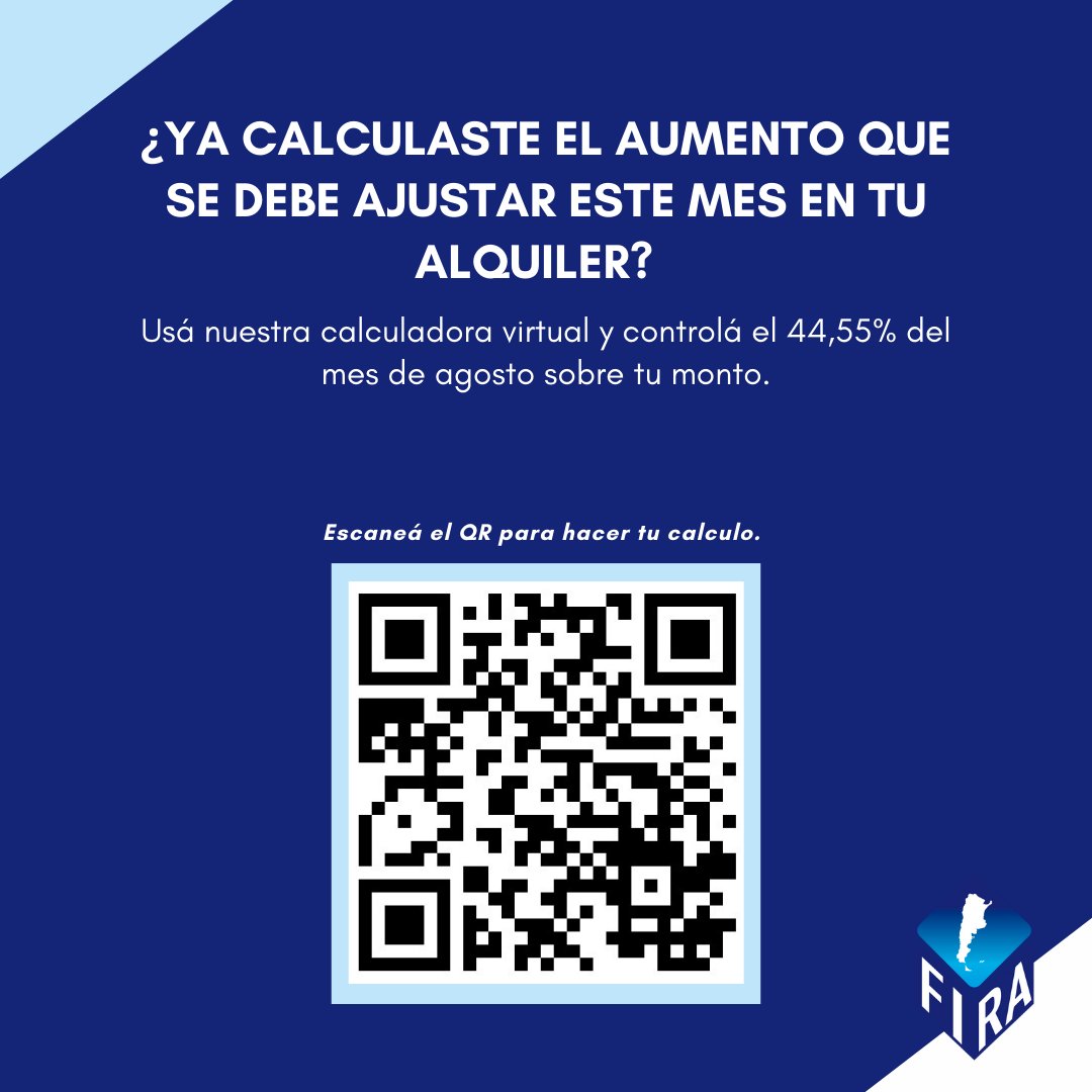 FIRA_Arg's tweet photo. #FIRAINFORMA 👉 Les compartimos nuestra práctica herramienta para calcular automáticamente la actualización del alquiler de los contratos suscritos a la Ley 27.551 según el índice ICL del BCRA 👊⁠
.⁠
.⁠
.⁠
#CorredorInmobiliario #Inmuebles #Colegios #Camaras #Argentina⁠ https://t.co/LrV0YGmeH5