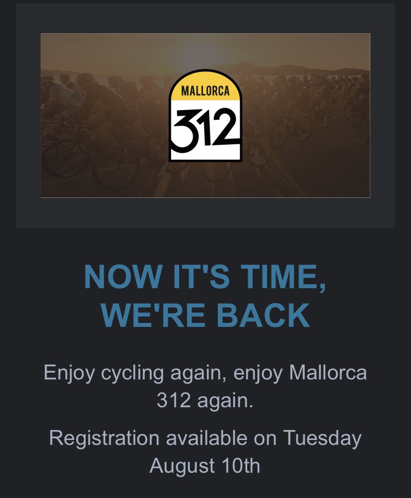 Great News! The <a href="/Mallorca312/">Mallorca 312 OK Mobility</a> returns on October 24th. Still one of the most enjoyable challenges I’ve ever done 👍☀️