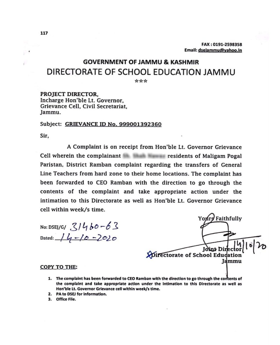 Syed9219's tweet photo. These repeated directions from Hon'ble LG's Grievance Cell regarding transfers are flouted openly.
Clear Non-Compliance.
Where is Accountability?
  Hon'ble LG @OfficeOfLGJandK 
kindly intervene. https://t.co/WM8maDGZdk