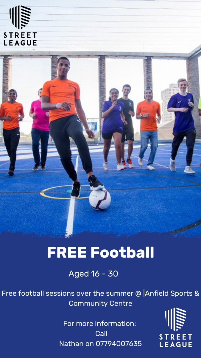 SL_Liverpool's tweet photo. Hi! We still have our Academy Programme running here at Street League Liverpool! We are also introducing a brand new programme, Street Football. Street Football gives you and your friends the change to have a free game of football whilst also improving your employability skills! https://t.co/VP4ud7EzdM