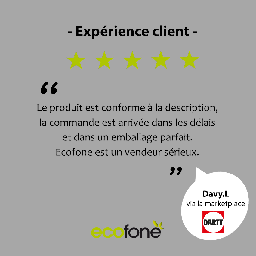 ecofone_fr's tweet photo. Nous sommes ravis que votre commande vous ait donné satisfaction Davy ☺

#avisclient https://t.co/GZdWQJQhLT
