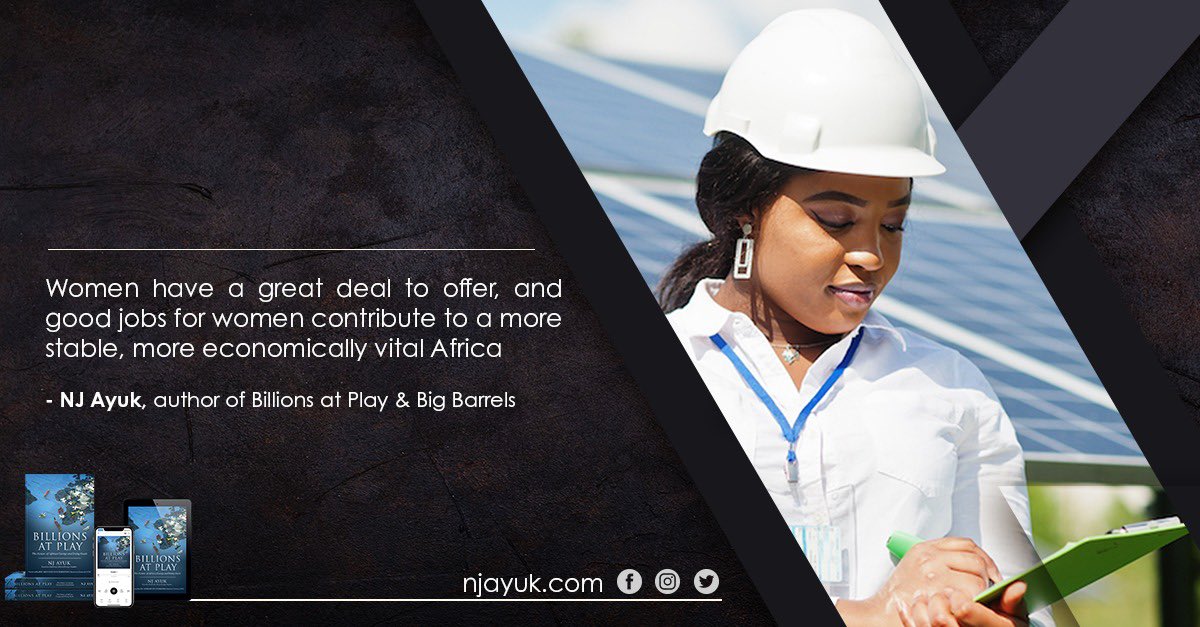 BillionsAtPlay's tweet photo. “#Women have a great deal to offer, and good #jobs for women contribute to a more stable, more economically vital #Africa.” - @nj_ayuk 

#BAP #womensmonth2021 https://t.co/GKADMw11e5