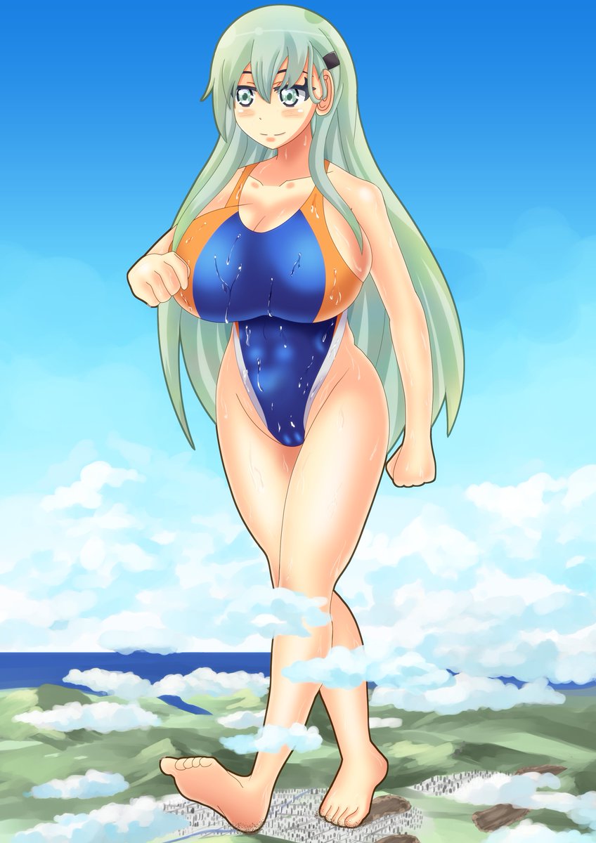 艦これの鈴谷(巨大娘)描いてみました
#巨大娘 #giantess 