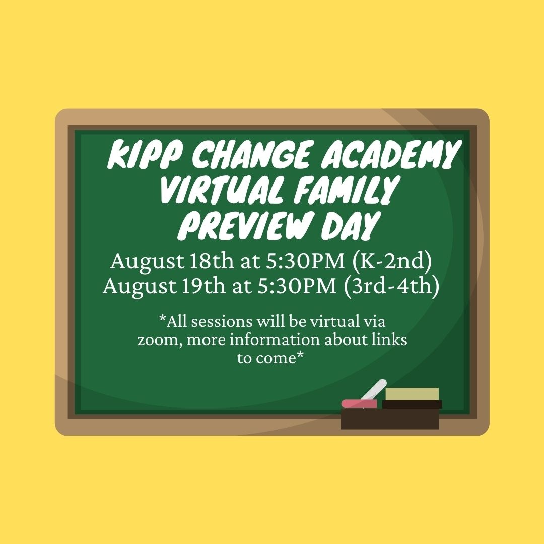 KIPPChange's tweet image. Virtual Family Preview day is coming up soon! All sessions will be virtual. Zoom information to come soon.