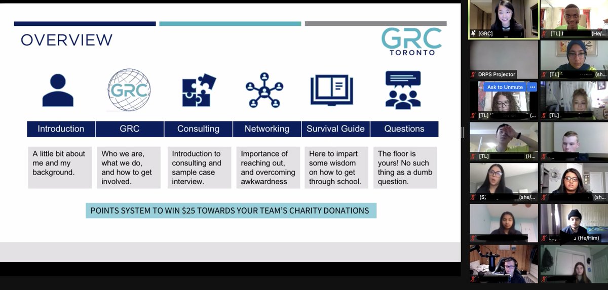 drps_yip's tweet photo. We are ending week 5 of YIP with a presentation from Selina from #GRCToronto. She is presenting to us from China about collaborating on projects with social impact oriented organizations. Stay tuned... later today we have a presentation from @DRPS Marine Unit. #YIPspiration 😄 https://t.co/aMe4VDx21D