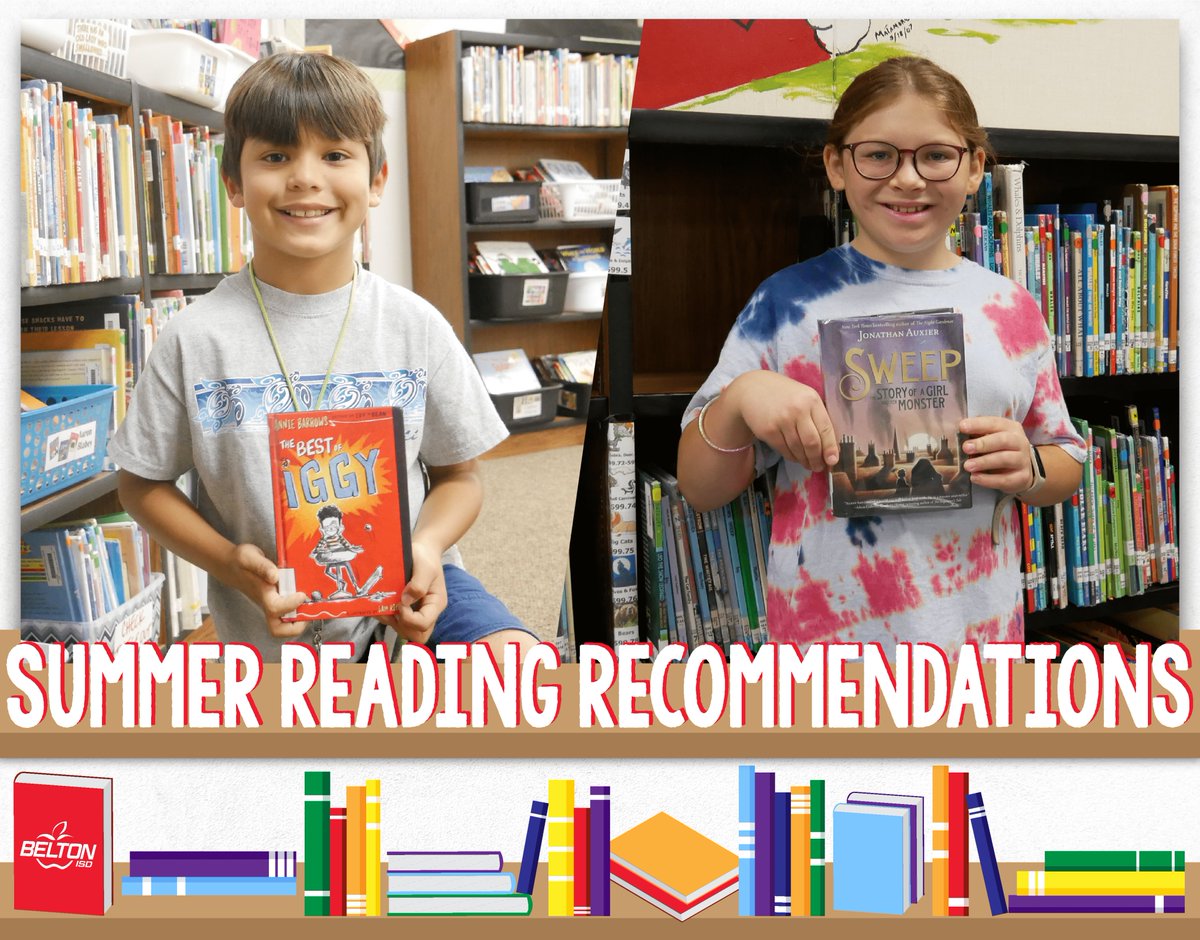 BeltonISD's tweet photo. If you're trying to squeeze in a little more reading before school starts - give these #BeltonISD #SummerReading recommendations a look. Matthew Garza from Lakewood & Sophia Tubbs from Miller Heights give both 5 out of 5 apples! πππππ https://t.co/a2SsWbuBOu #BISDreads https://t.co/KA3oPPTEfX